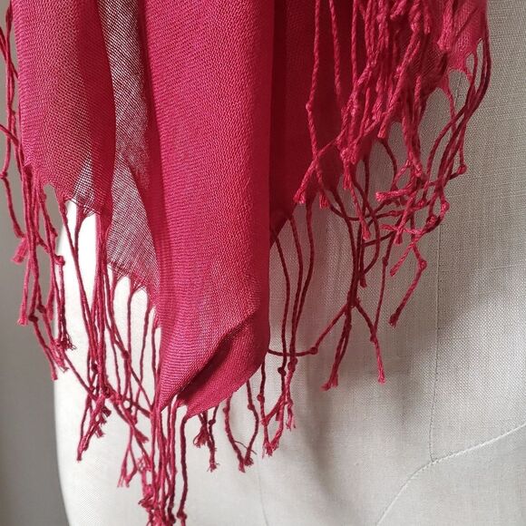BENDI Lightweight Woven Pashmina Scarf Wrap Made in Turkey NWOT Brick Red - Picture 4 of 7
